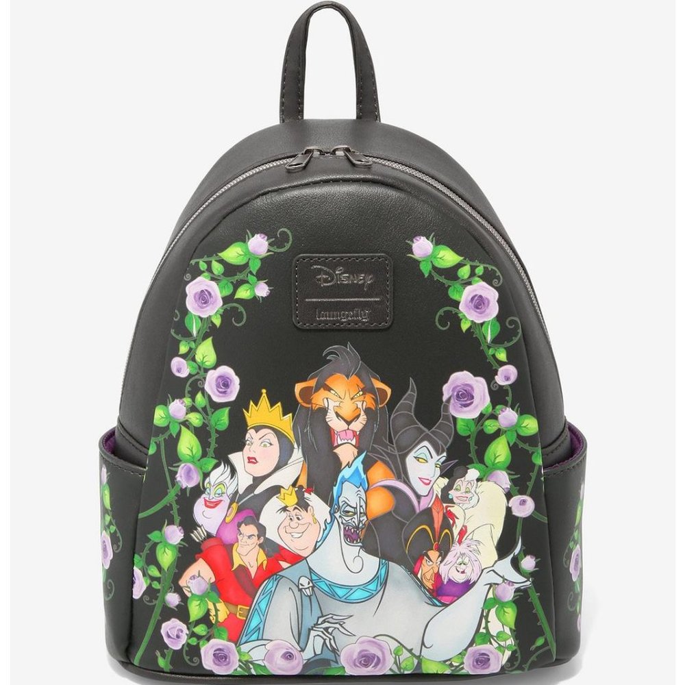 Loungefly Disney Villains Mini Backpack Villain Characters Roses Floral Bag - Picture 1 of 3